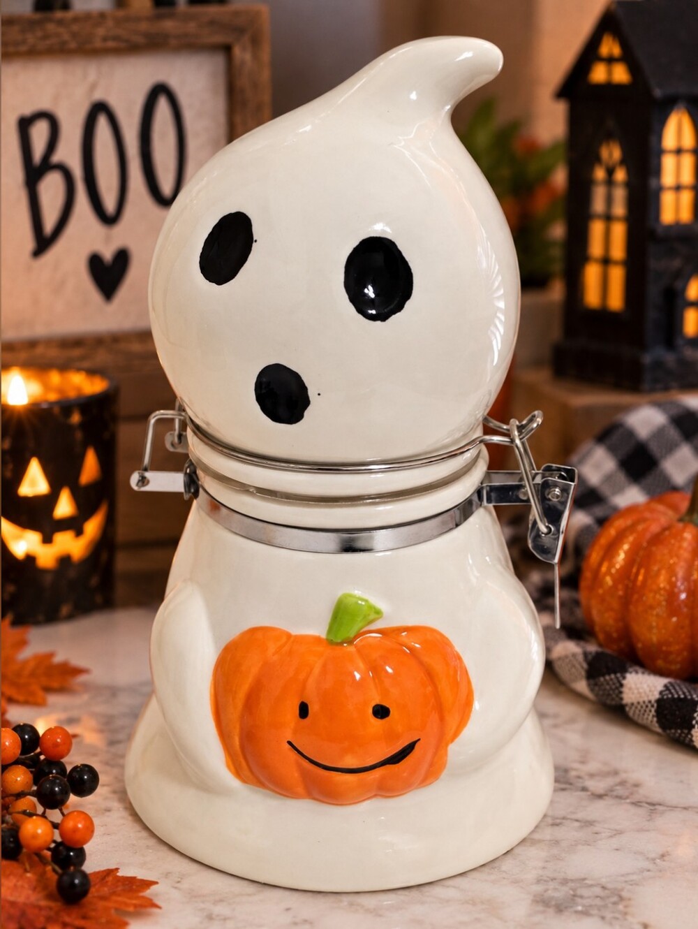Halloween Ghost Pumpkin Canister